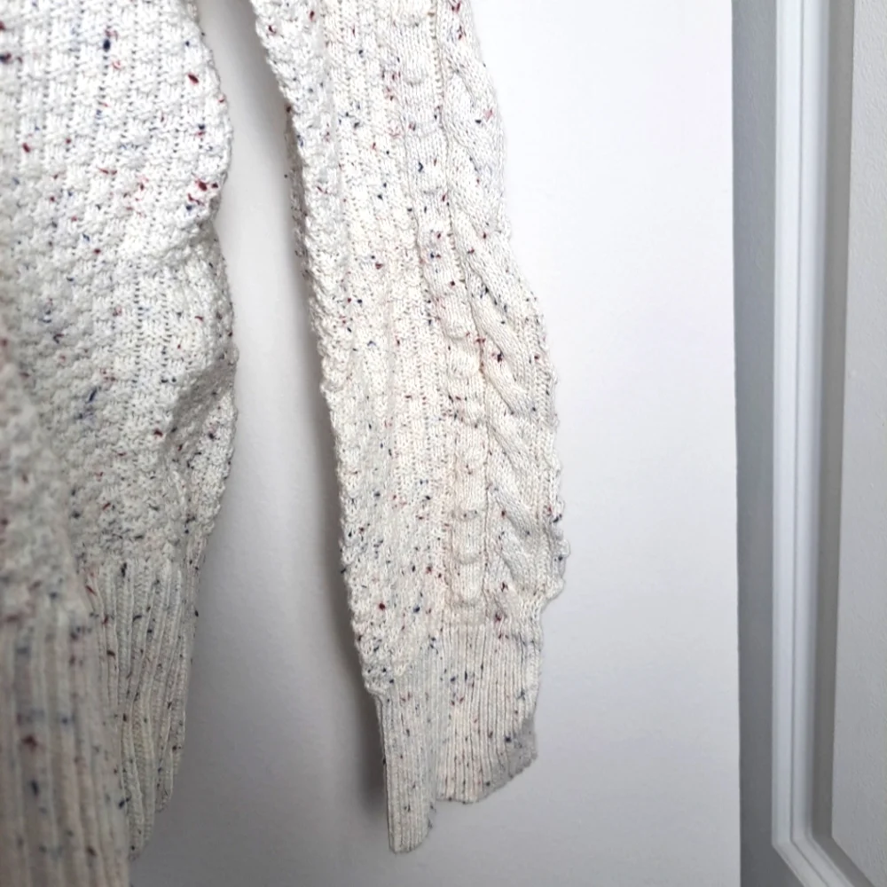 Loft confetti sweater cable knit sleeve crew neck sz M - Picture 6 of 6
